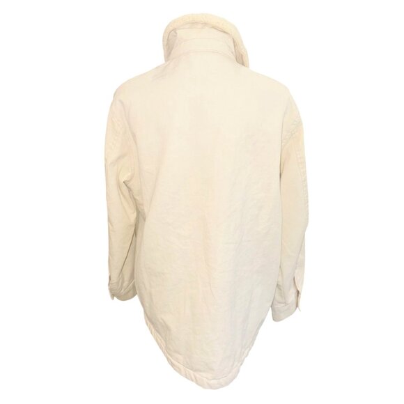 NWT Stoosh Vintage Boxy M Denim Sherpa Chore Coat Barn Jacket Cream Oversized - Picture 2 of 14